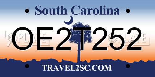 OE2T252 South Carolina License Plate