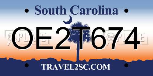 OE2T674 South Carolina License Plate