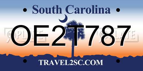 OE2T787 South Carolina License Plate