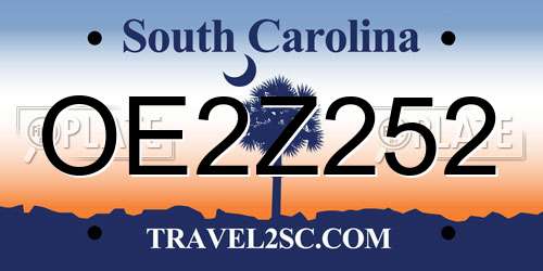 OE2Z252 South Carolina License Plate