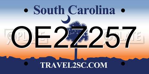 OE2Z257 South Carolina License Plate
