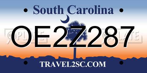 OE2Z287 South Carolina License Plate