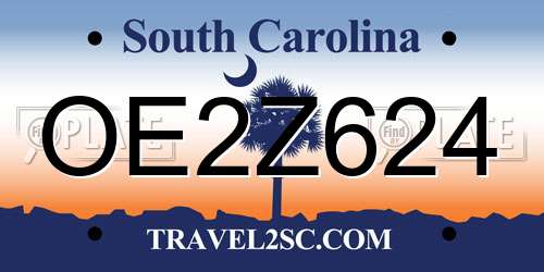 OE2Z624 South Carolina License Plate