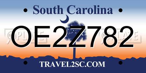 OE2Z782 South Carolina License Plate