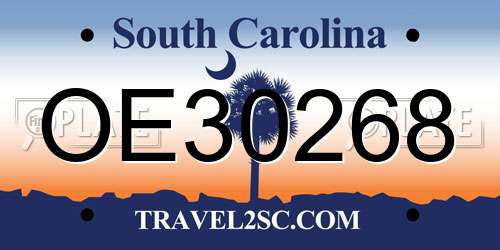 OE30268 South Carolina License Plate
