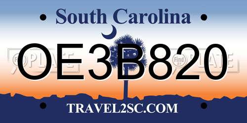 OE3B820 South Carolina License Plate