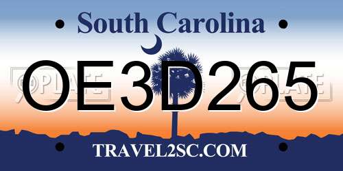 OE3D265 South Carolina License Plate
