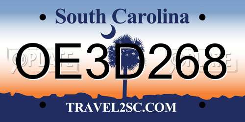 OE3D268 South Carolina License Plate