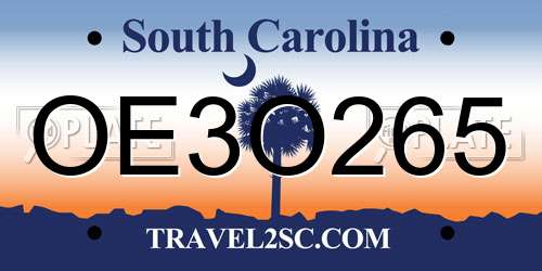 OE3O265 South Carolina License Plate