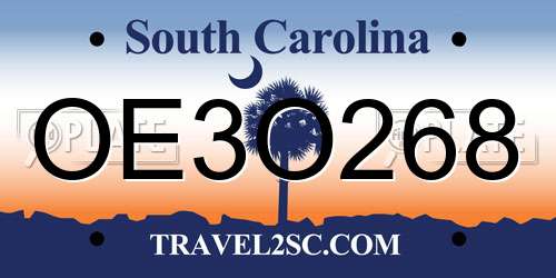 OE3O268 South Carolina License Plate