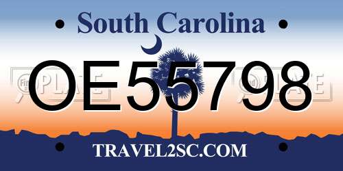 OE55798 South Carolina License Plate