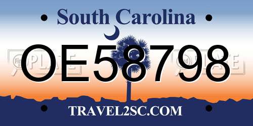 OE58798 South Carolina License Plate