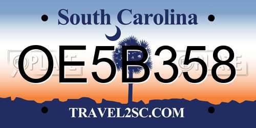 OE5B358 South Carolina License Plate