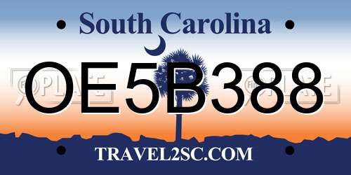 OE5B388 South Carolina License Plate