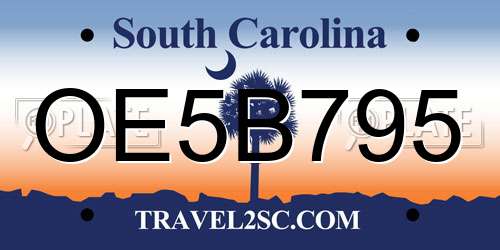 OE5B795 South Carolina License Plate