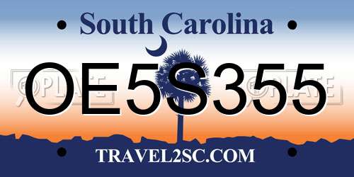 OE5S355 South Carolina License Plate