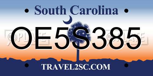 OE5S385 South Carolina License Plate