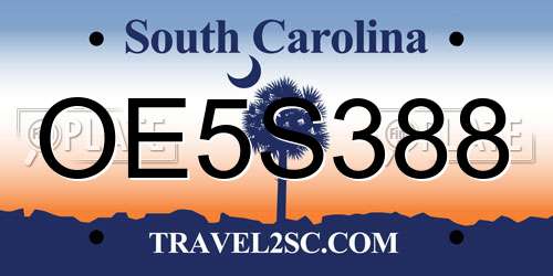 OE5S388 South Carolina License Plate