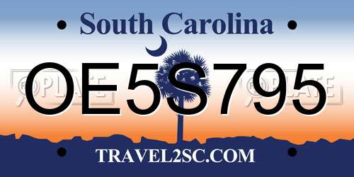 OE5S795 South Carolina License Plate