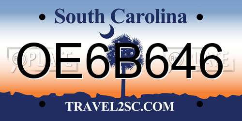 OE6B646 South Carolina License Plate