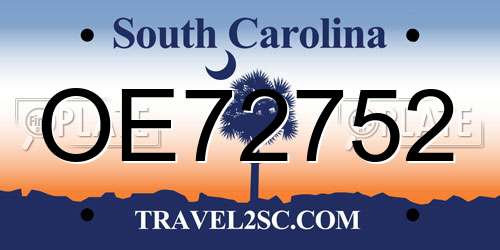 OE72752 South Carolina License Plate