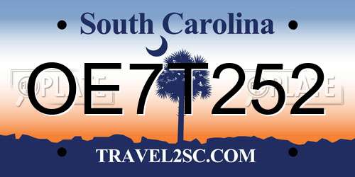OE7T252 South Carolina License Plate