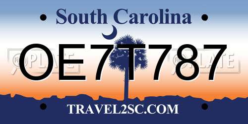 OE7T787 South Carolina License Plate