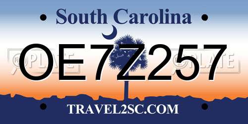 OE7Z257 South Carolina License Plate