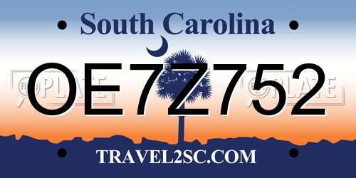 OE7Z752 South Carolina License Plate