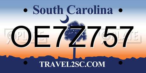 OE7Z757 South Carolina License Plate