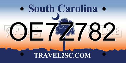 OE7Z782 South Carolina License Plate