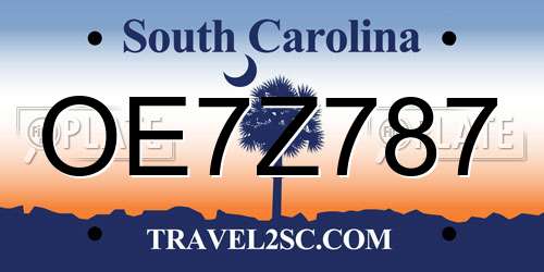 OE7Z787 South Carolina License Plate