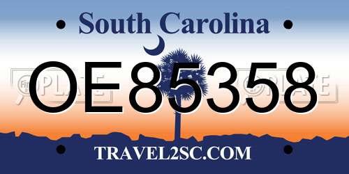 OE85358 South Carolina License Plate