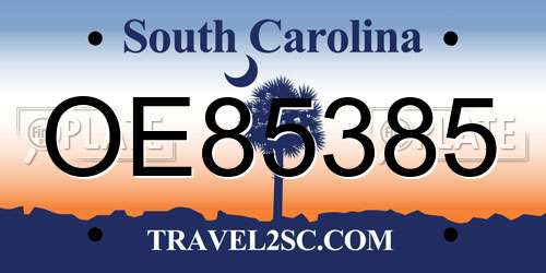 OE85385 South Carolina License Plate