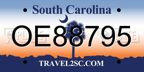 OE88795 South Carolina License Plate