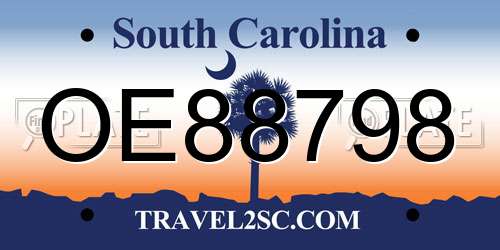 OE88798 South Carolina License Plate