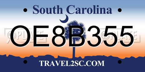 OE8B355 South Carolina License Plate