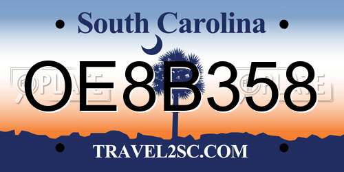 OE8B358 South Carolina License Plate