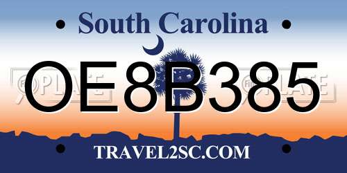 OE8B385 South Carolina License Plate