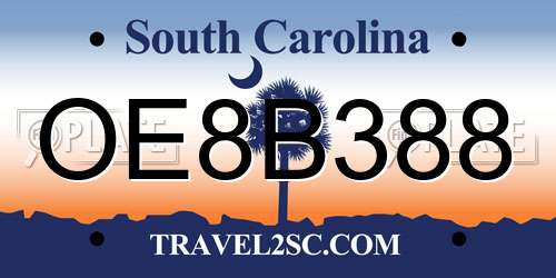 OE8B388 South Carolina License Plate