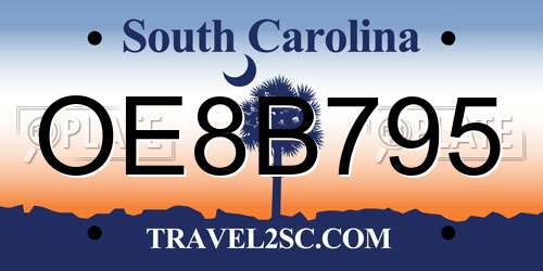 OE8B795 South Carolina License Plate