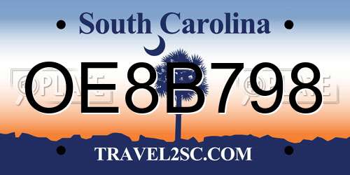 OE8B798 South Carolina License Plate