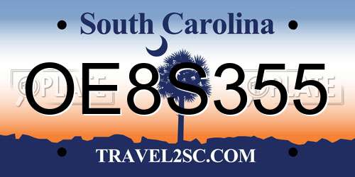 OE8S355 South Carolina License Plate