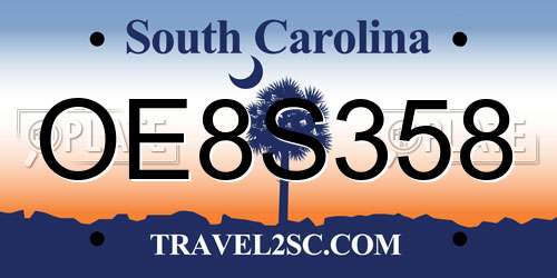 OE8S358 South Carolina License Plate