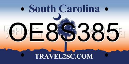 OE8S385 South Carolina License Plate