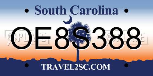 OE8S388 South Carolina License Plate