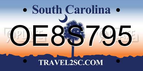 OE8S795 South Carolina License Plate