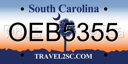 OEB5355 South Carolina License Plate