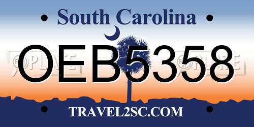 OEB5358 South Carolina License Plate