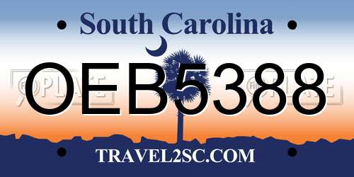 OEB5388 South Carolina License Plate
